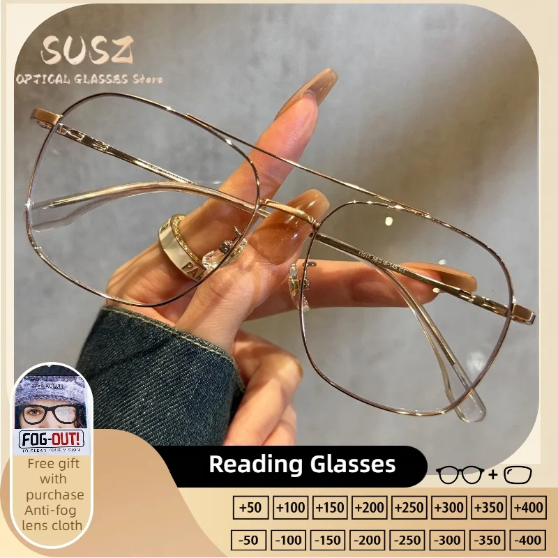 

SUSZ Fashion Pure Titanium Anti Blue Light Prescription Glasses Men Women Ultralight Oval Progressive Photochromic Eyeglasses