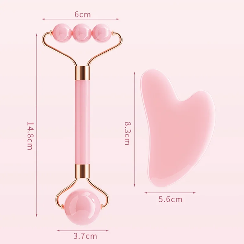 Double Head Facial Massage Roller Eyes Face Lifting Tighten Resin Guasha Board Roller Face Spa Massager Beauty Skincare Tools