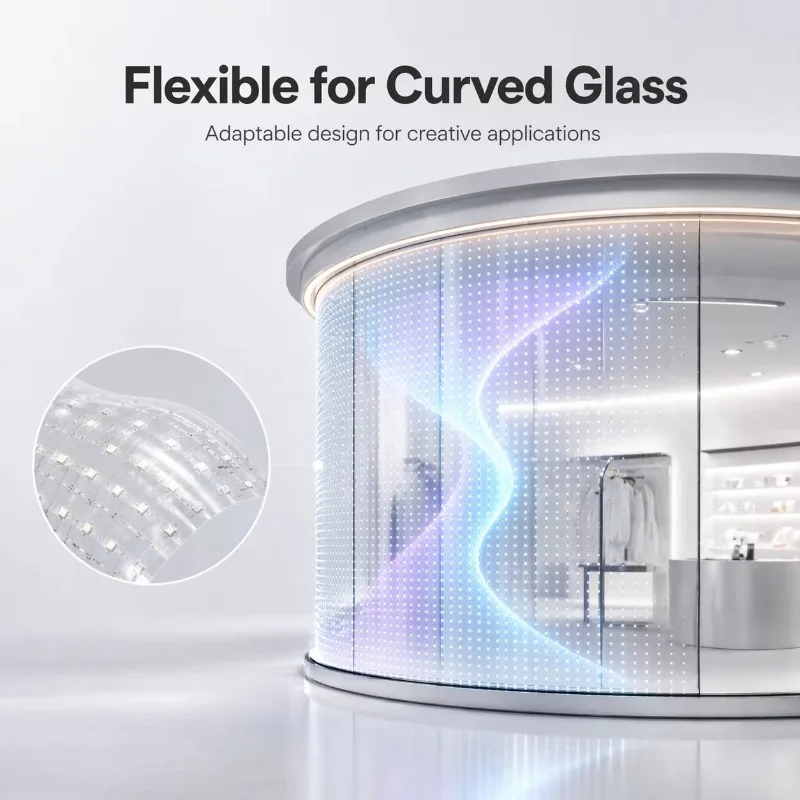 Ultra Thin Transparent LED Crystal Film Screen Flexible LED Film Display for Glass Wall Shopping Mall Storefront - view 3