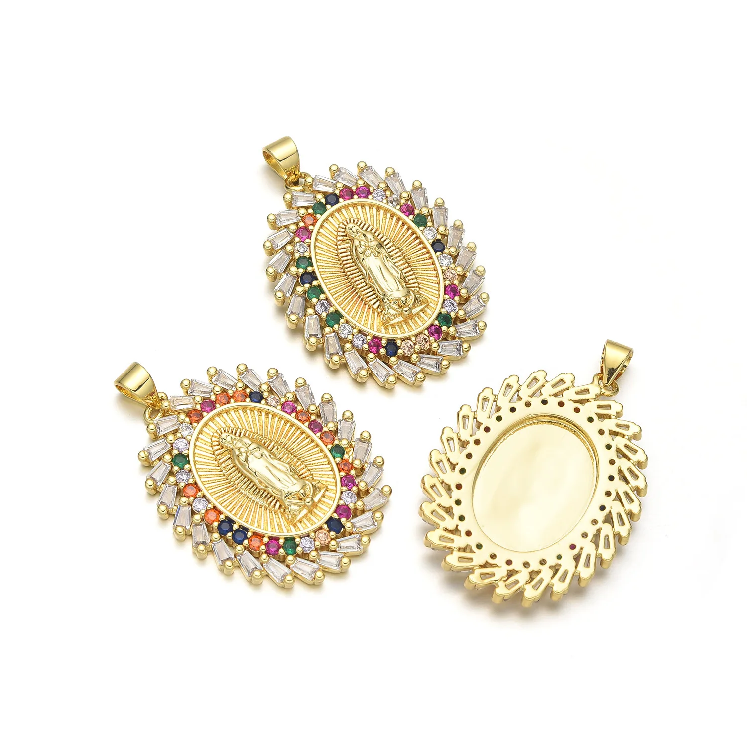 5pcs American Copper Zircon Madonna Portrait Oval Square Pendant Accessorie DIY Pearl Necklace Jewelry Making Material Wholesale