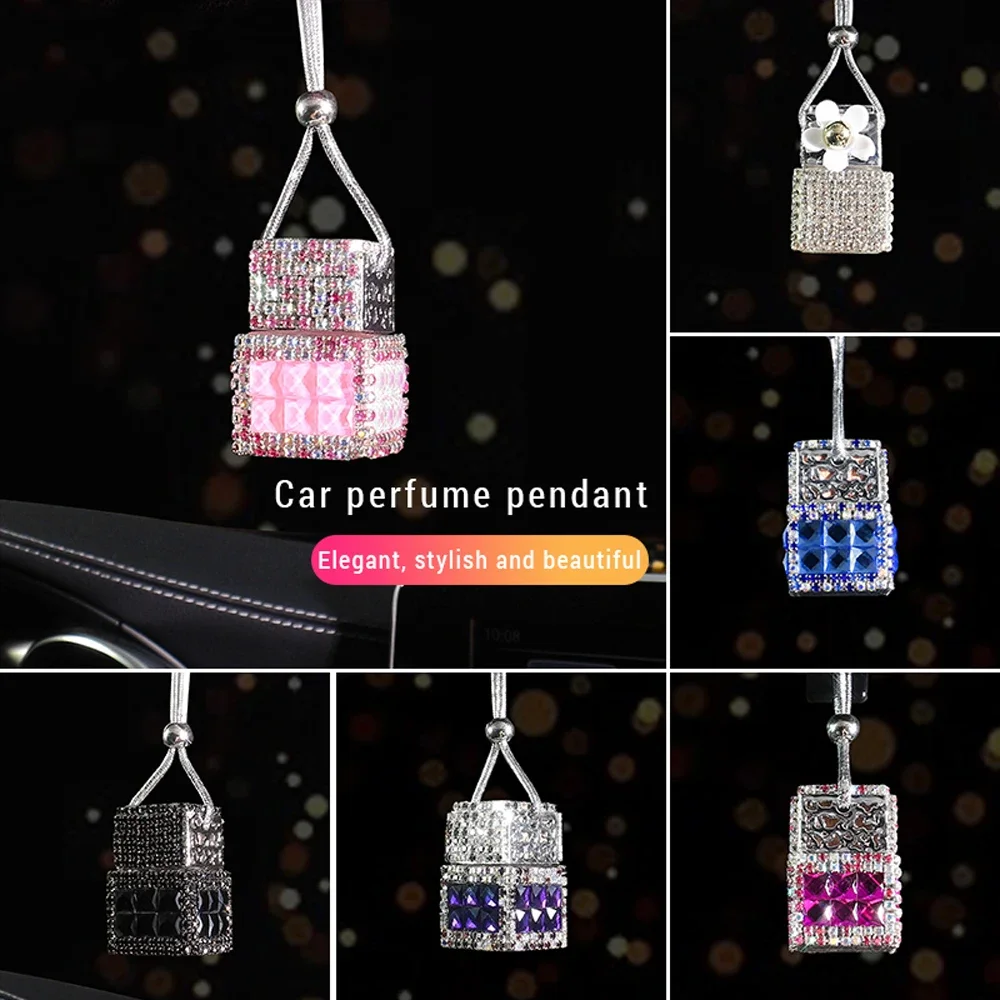 Car Decoration Accessories Rearview Mirror Perfume Hanging Bottle Crystal Auto Rear View Mirror Pendant Decor for Women Ladies - Image 2