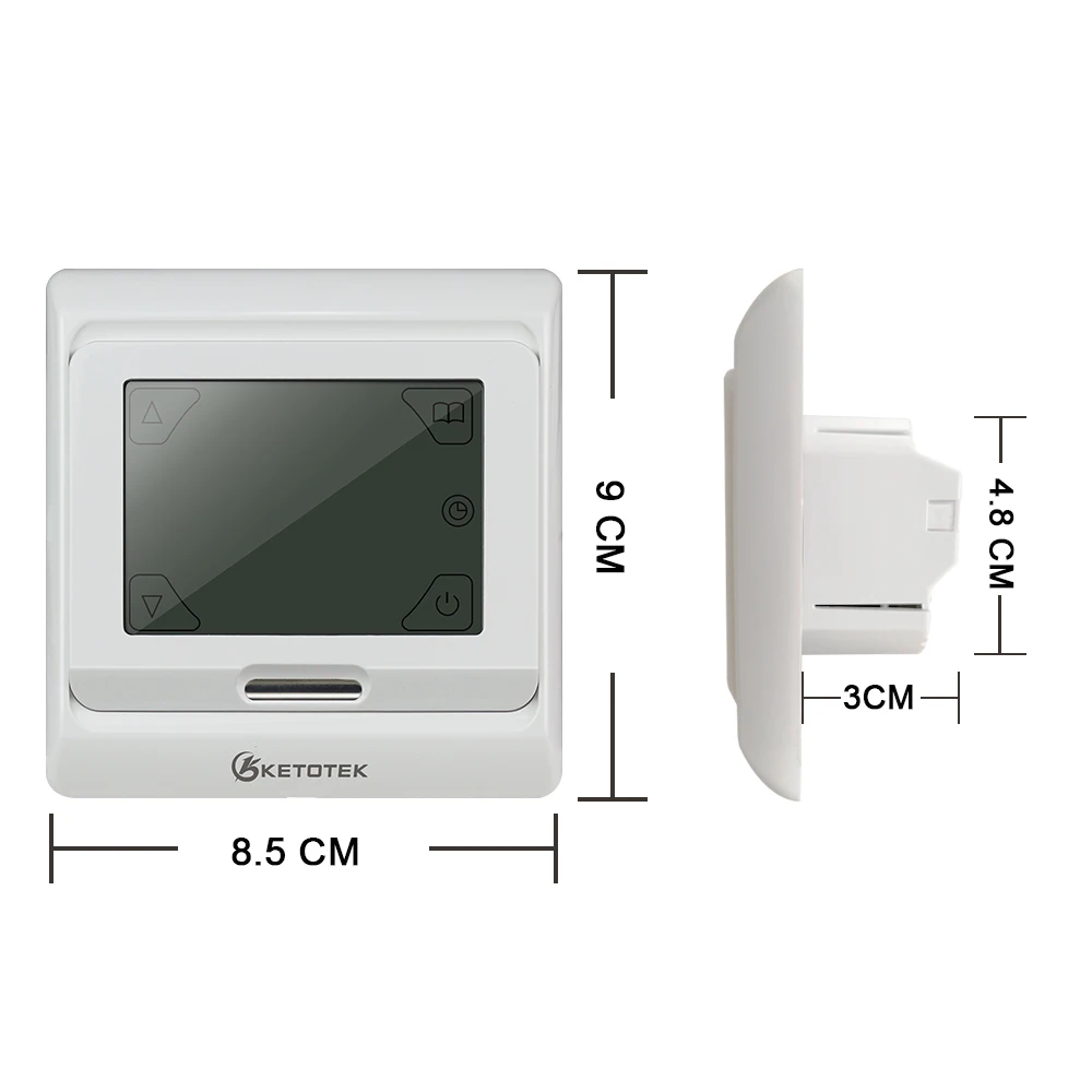 AC 16A 230V Eletric Tầng Làm Nóng Bình Giữ Nhiệt Hệ Thống Bộ Điều Khiển Nhiệt Độ Kỹ Thuật Số Phòng Không Màn Hình LCD Có Đèn Nền Màn Hình Cảm Ứng + Tặng Dây Cáp