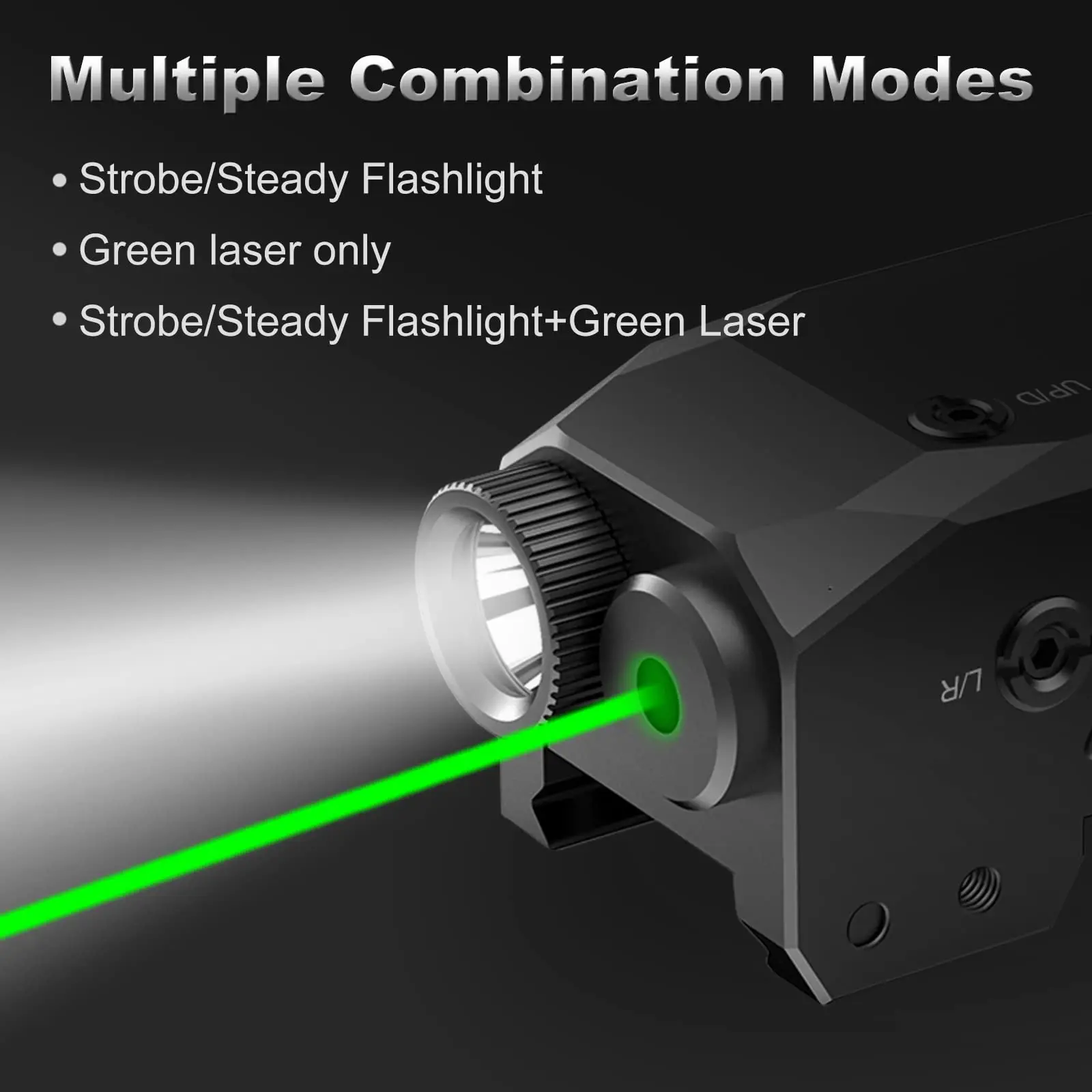 Hisecome Pistol Green Laser Sight LED Light Combo with Compact Rail Mount for Handgun Picatinny Rail, Micro USB Rechargeable