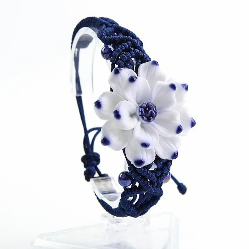 2023 New Fashion handmade Knitted Flower Ceramic Bracelets for Women Girls Lovers Gifts