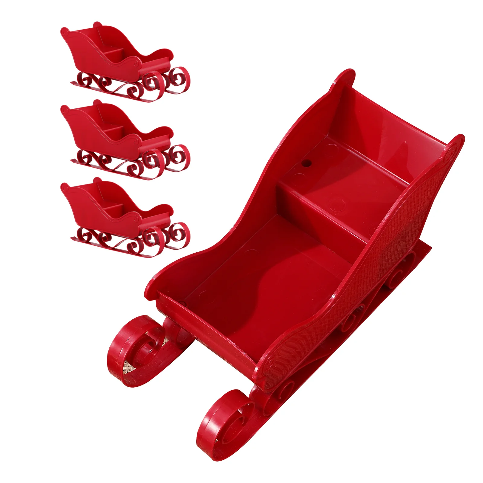 

4Pcs Mini Sleigh Centerpiece Christmas Decoration Small Sleigh Decor Holiday Tabletop Candy Storage Miniature Sled