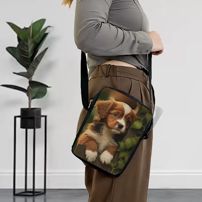 Cute Cavalier King Charles Spaniel Dog Print Crossbody Bag Puppy Spaniels Women Handbag Shoulder Bag Messenger Bag Phone Holder