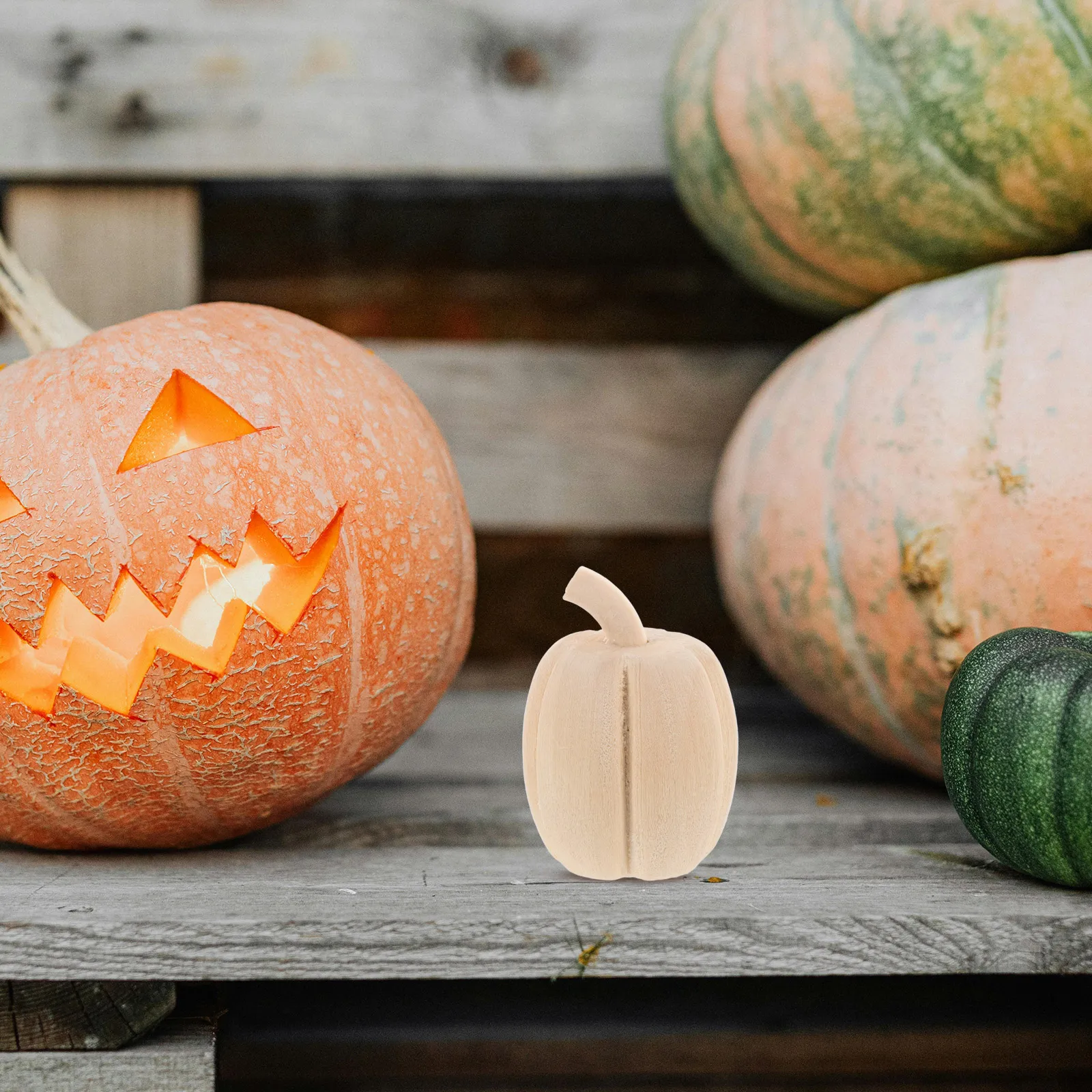 

Wooden Pumpkin Ornaments Rustic Halloween Decor Mini Tabletop Decoration Simulation Party Favors Home Craft Scene Layout