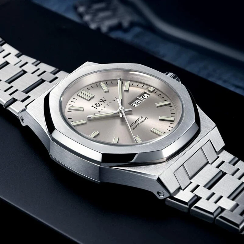 Carnival I&w For Mens Watch Japan Mechanical Movement Male Atomatic Wristwatch Sapphire Crystal `100m Waterproof Calendar Ss316