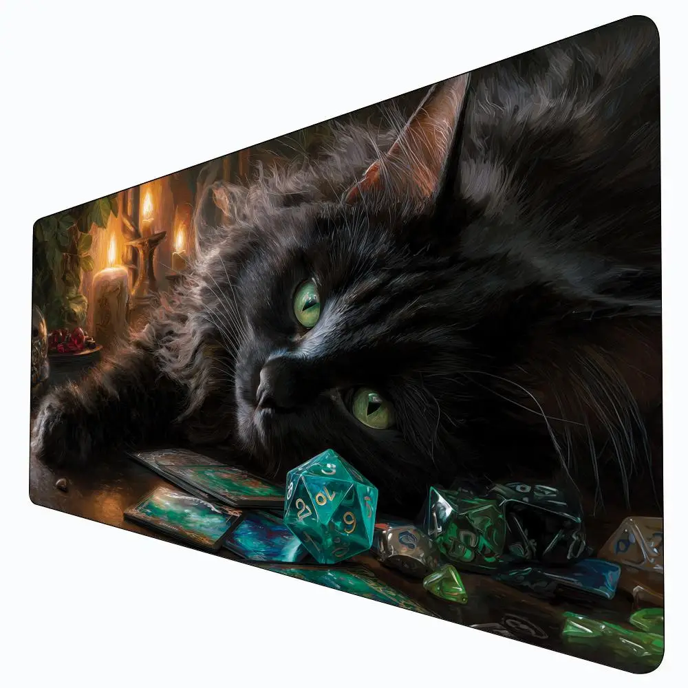 

Игровой коврик MTG с изображением ленивого черного кота, нескользящий, прочный, 35x60 см, для командных игр Magic: The Gathering и других TCG-игр.