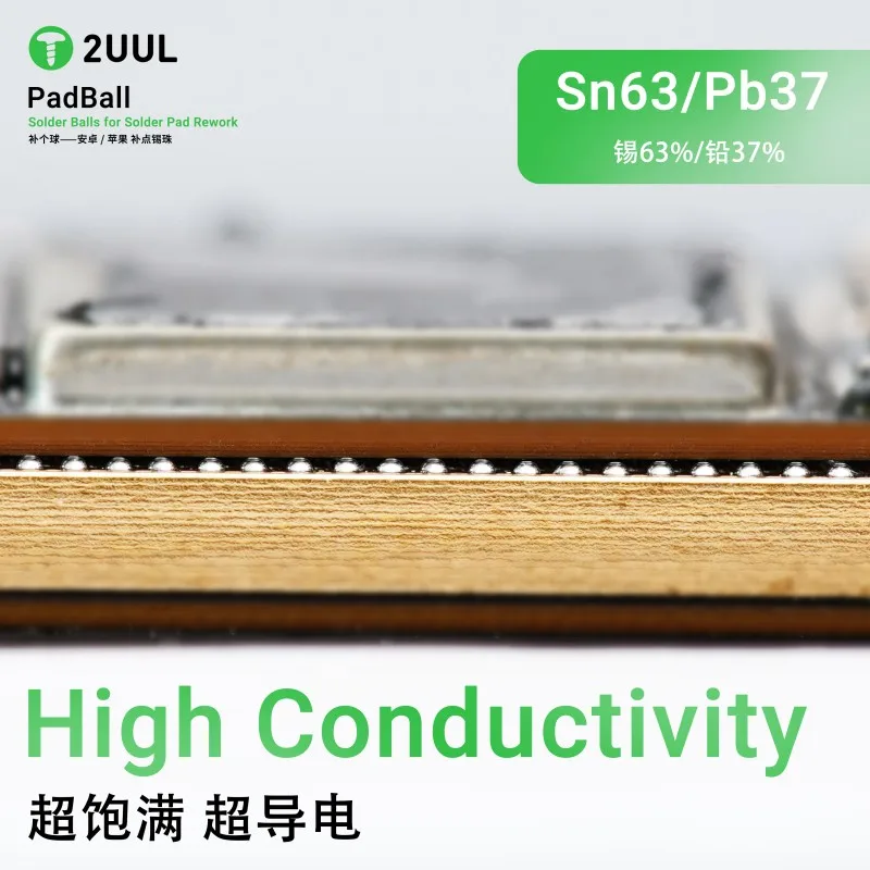 

2UUL PadBall Solder Balls 100000 per Bottle for iPhone Android, High Conductivity Solder Pad Repair Professional Rework Tool