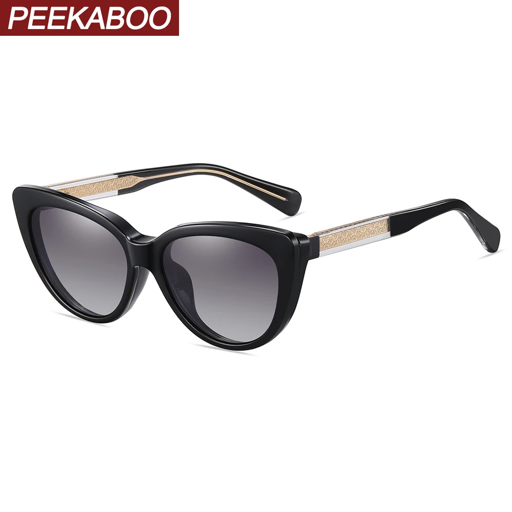 

Peekaboo поляризационные солнцезащитные очки «кошачий глаз» TR90 женские солнцезащитные очки с магнитной клипсой для женщин uv400 уличные ацетатные коричневые леопардовые очки