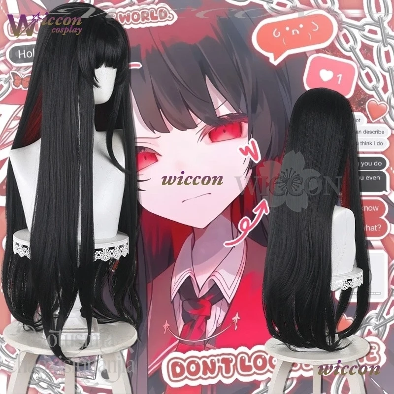 

Oyh Game Mahou Shoujo No Majo Saiban Косплей Nikaidou Hiro Goth Длинные черные парики красного цвета Внутренние синтетические волосы Рождество