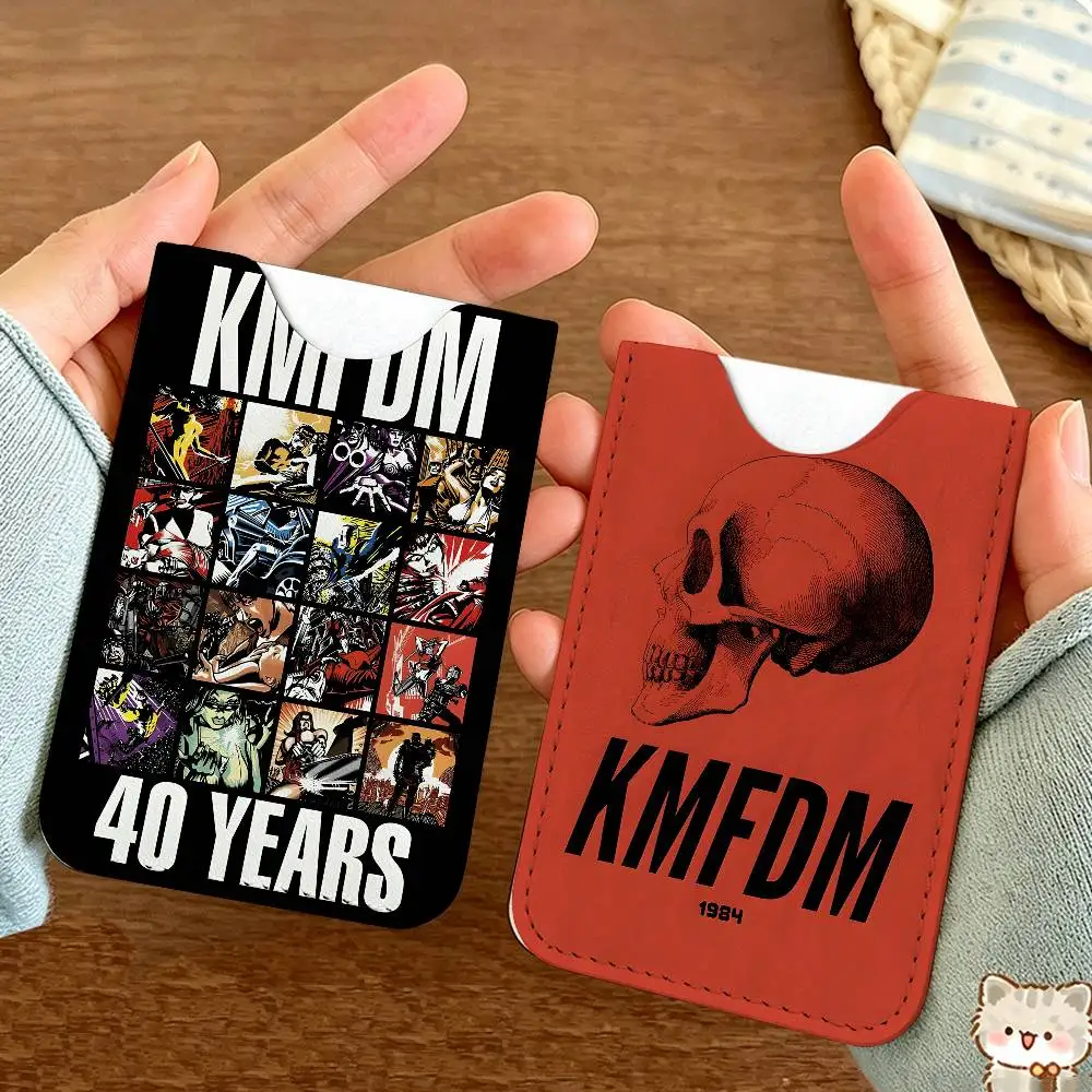 1pc K-KMFDM Band Ultra Slim Men Leather Mini Wallet Lightweight Credit Bus ID Card Holder Case for Daily Business Use