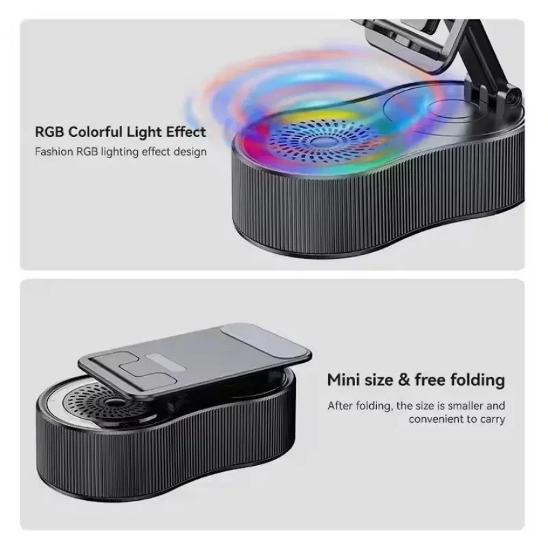 Portable 360 Rotation Dashboard Mount for Mobile Phones Power Banks for Bluetooth Speakers Atmosphere Light Audio-Mini Holder