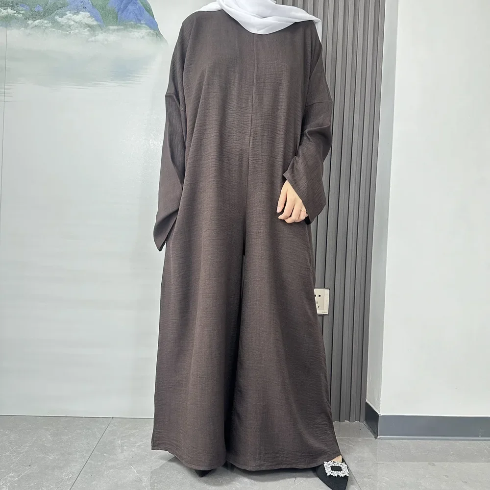 Ramadan Donne Musulmane Manica Lunga Allentato Pantaloni a Gamba Larga Tuta Cintura Islam Abbigliamento Turchia Caftano Dubai Abaya Eid Pagliaccetto Tuta