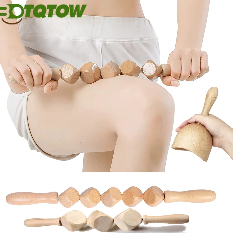 1PC Wooden Therapy Massage Roller Tool,Lymphatic Drainage Tool,Handheld Trigger Point Manual Muscle Release Rolle Stick Massager