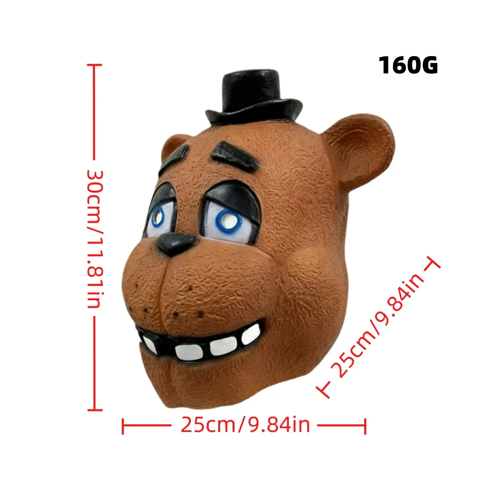 Freddy Fazbear Maske Five Nights at Freddy's Cosplay Latex-Maske Bären-Kostüm für Halloween-Party – Detail 5