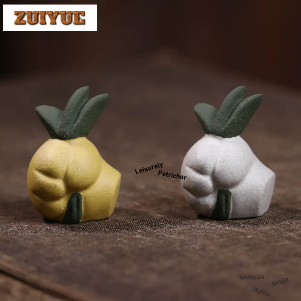 

Yixing Purple Clay Homophonic Joke Handheld Grass Tea Pet Retro Tea Sculpture Tea Figurine Play Toys Tea Statue Ornaments