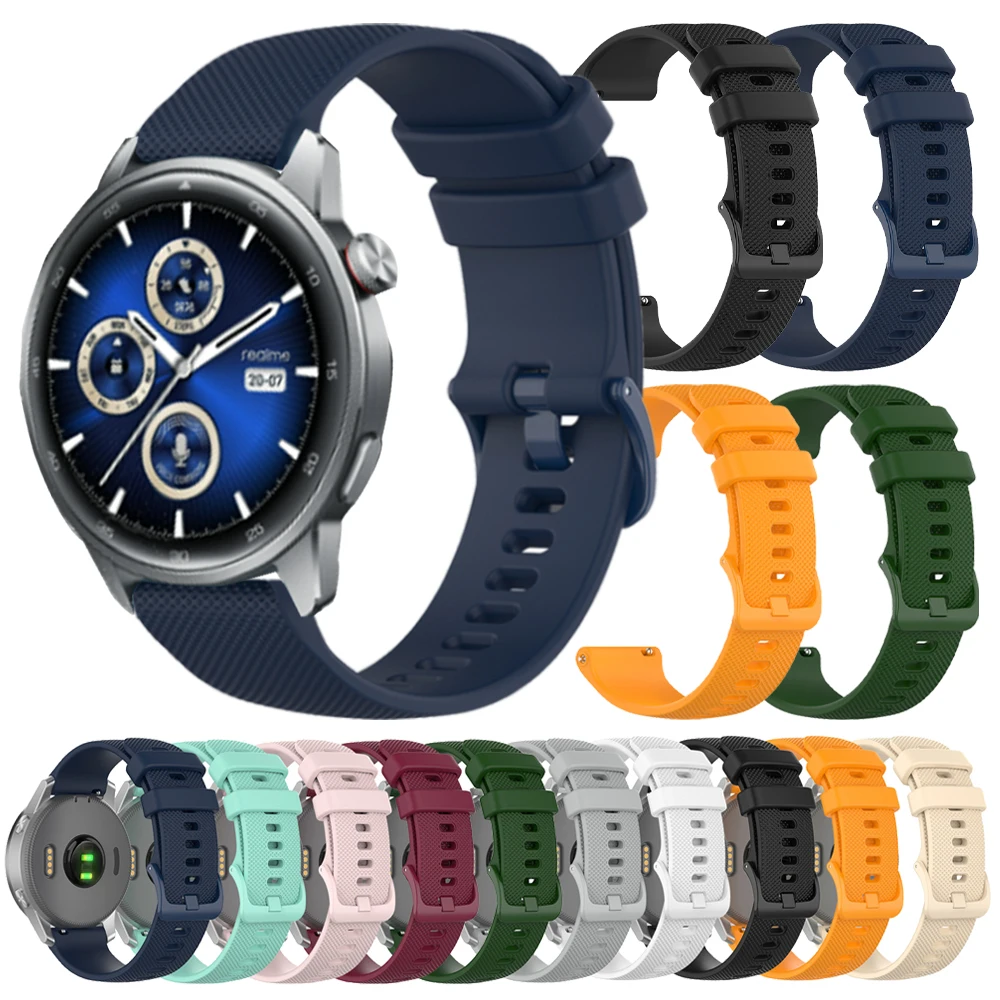 22mm Silikonarmband für Realme Watch S 2 3 Pro/S2 Sport Ersatz-Armband für Xiaomi Watch 5 Weiches Verstellbares Uhrenarmband