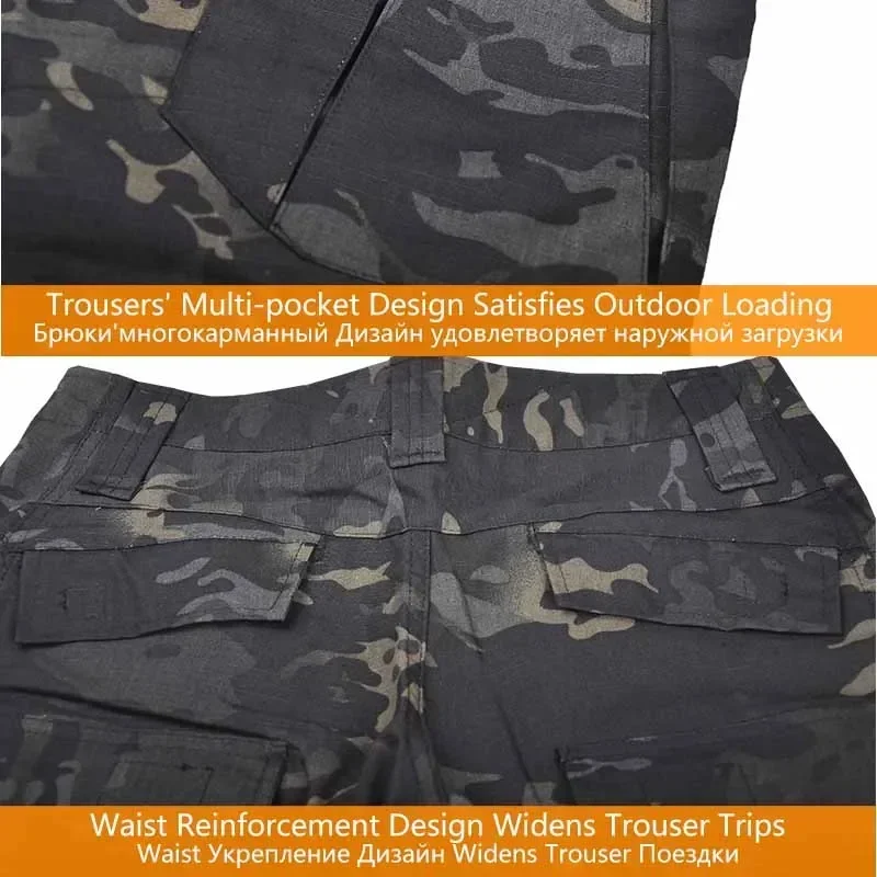 Jagd Taktische Kleidung Neue Männer Arbeitskleidung Pads Uniform Multi Taschen Kampf Camo Shirts Mit Kapuze Cargo Hosen Atmungsaktive Kleidung – Detail 17