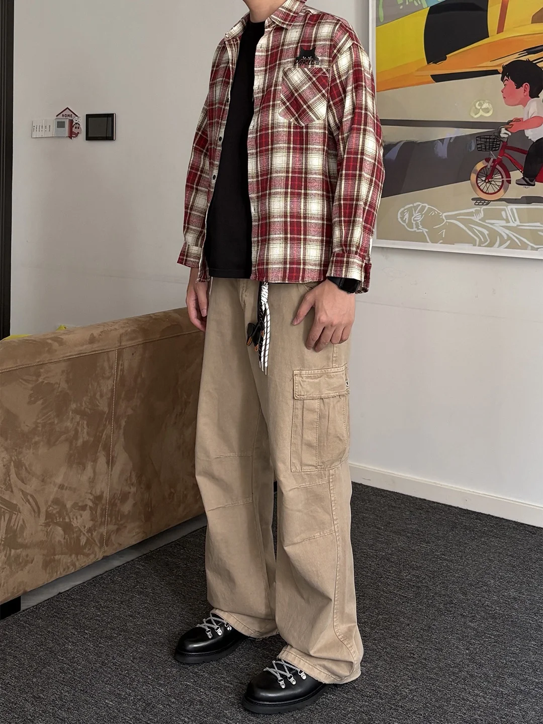 

Мужские рабочие брюки цвета хаки с карманами, прямые, расклешенные, для осени, для лесозаготовительных работ, Cleanfit