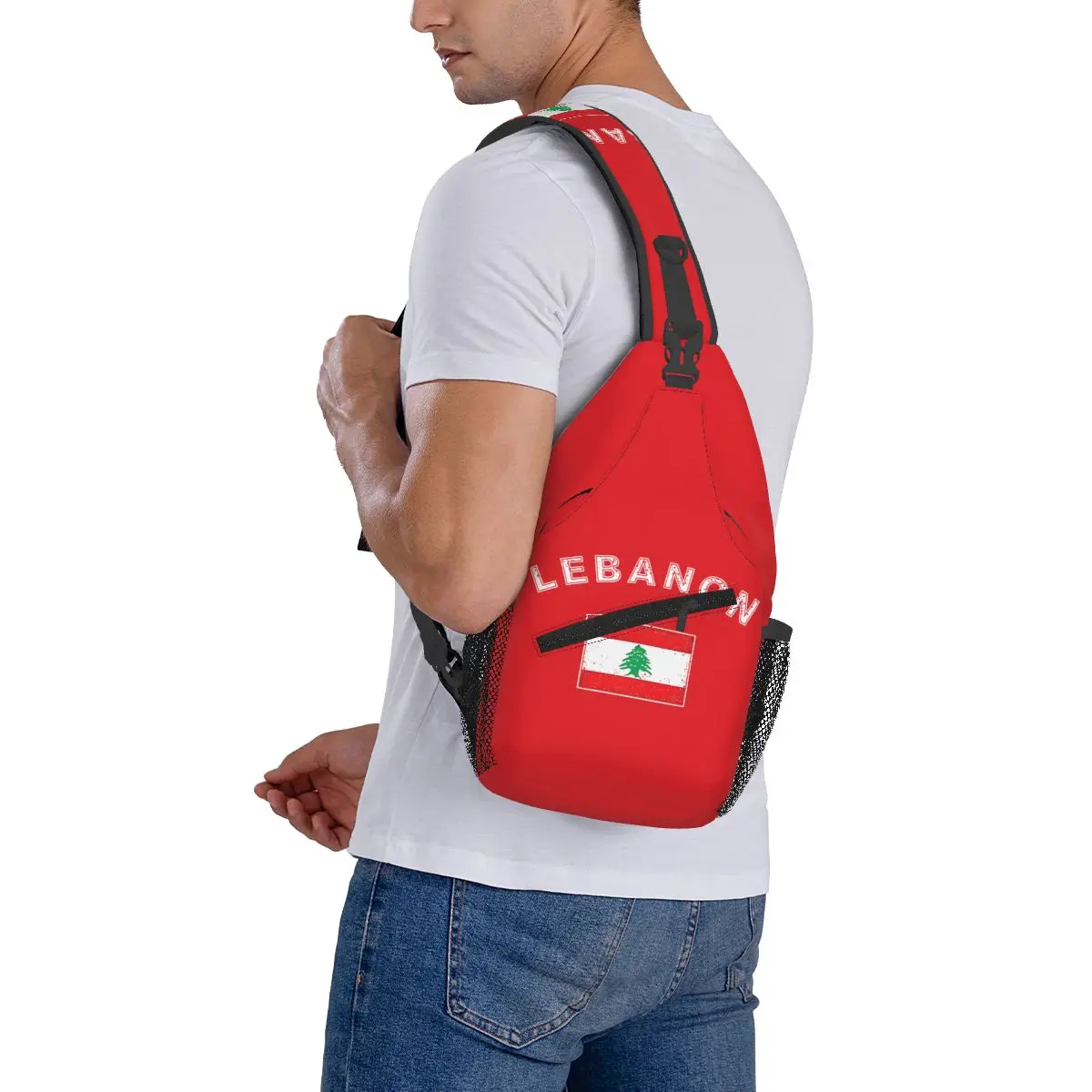 Lebanon Lebanese Flag Crossbody Sling Bag Small Chest Bag Shoulder Backpack Daypack for Hiking Outdoor Biking Pack