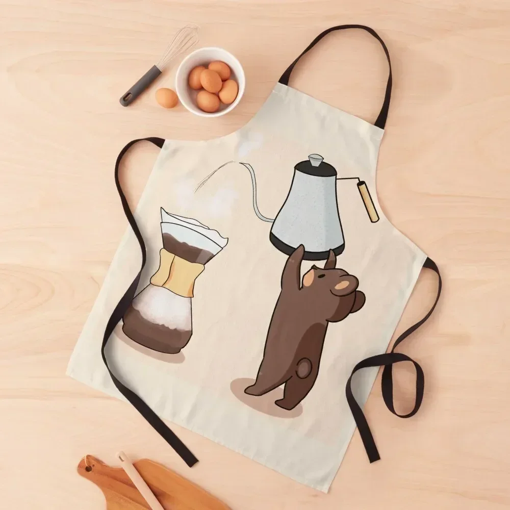 Pour Over Coffee Bear Apron women's work Manicurists Apron