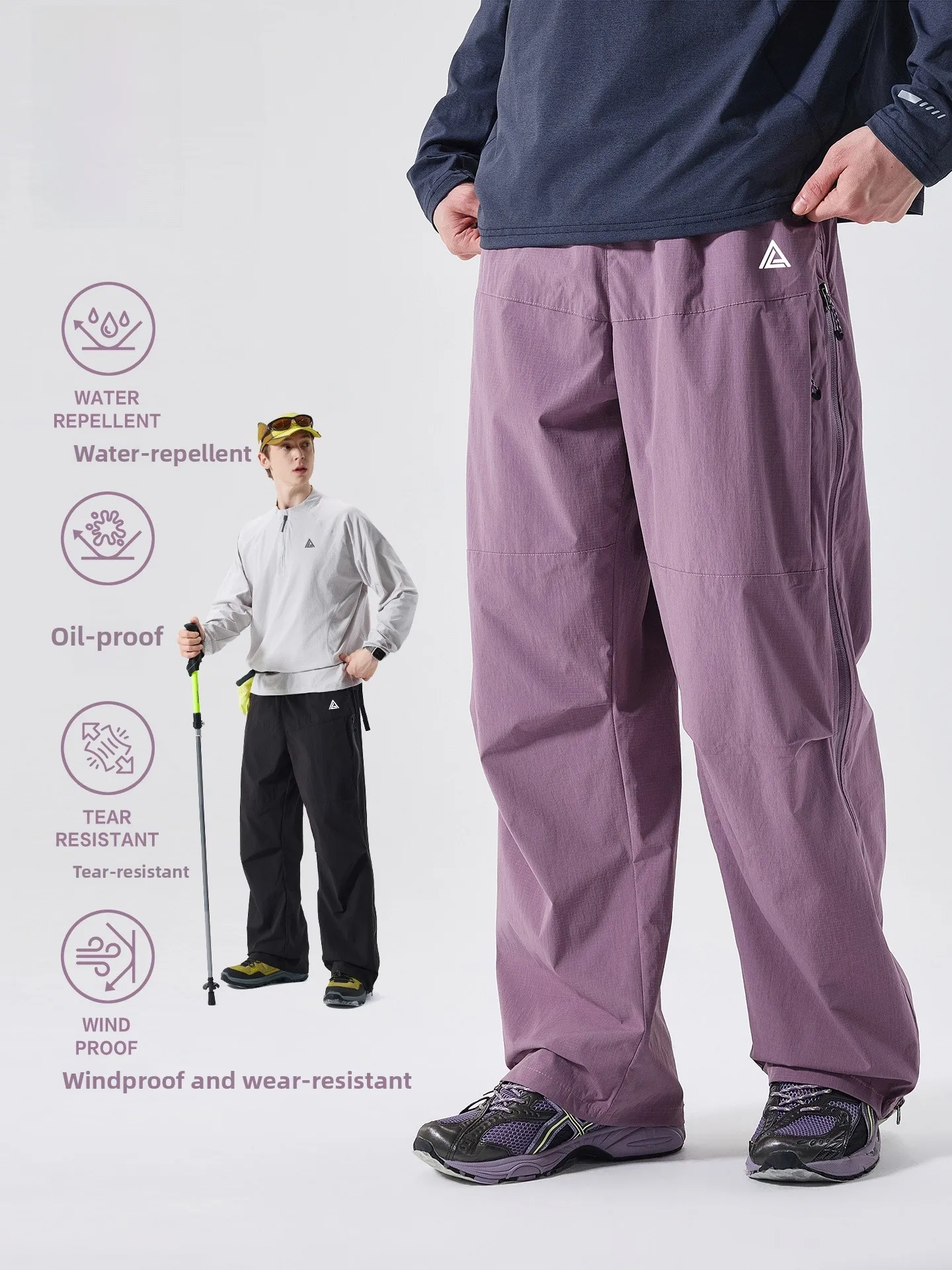 LAZY DAY Outdoor Three-Proof Hiking Pants Women's Loose Casual Workwear Long Trousers Straight Leg Polyester Fiber