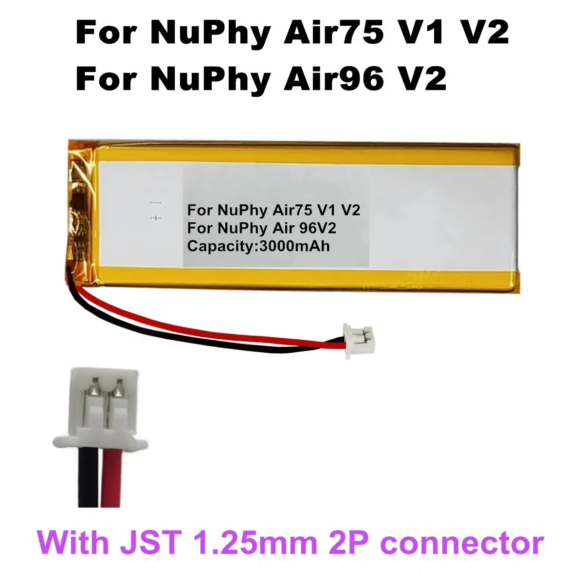 3000mAh For NuPhy Air75 V1 V2 / Air96 V2 / Air60 V2 Mechanical Keyboard Battery