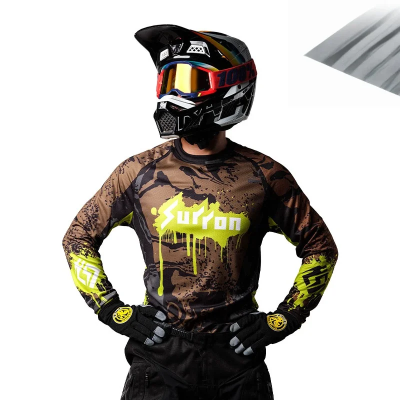 Motorcycle and Car Rally Men's Quick Drying Long Sleeved, Motorcycle Fearless Warrior Riding Clothing Outdoor Riding Clothing