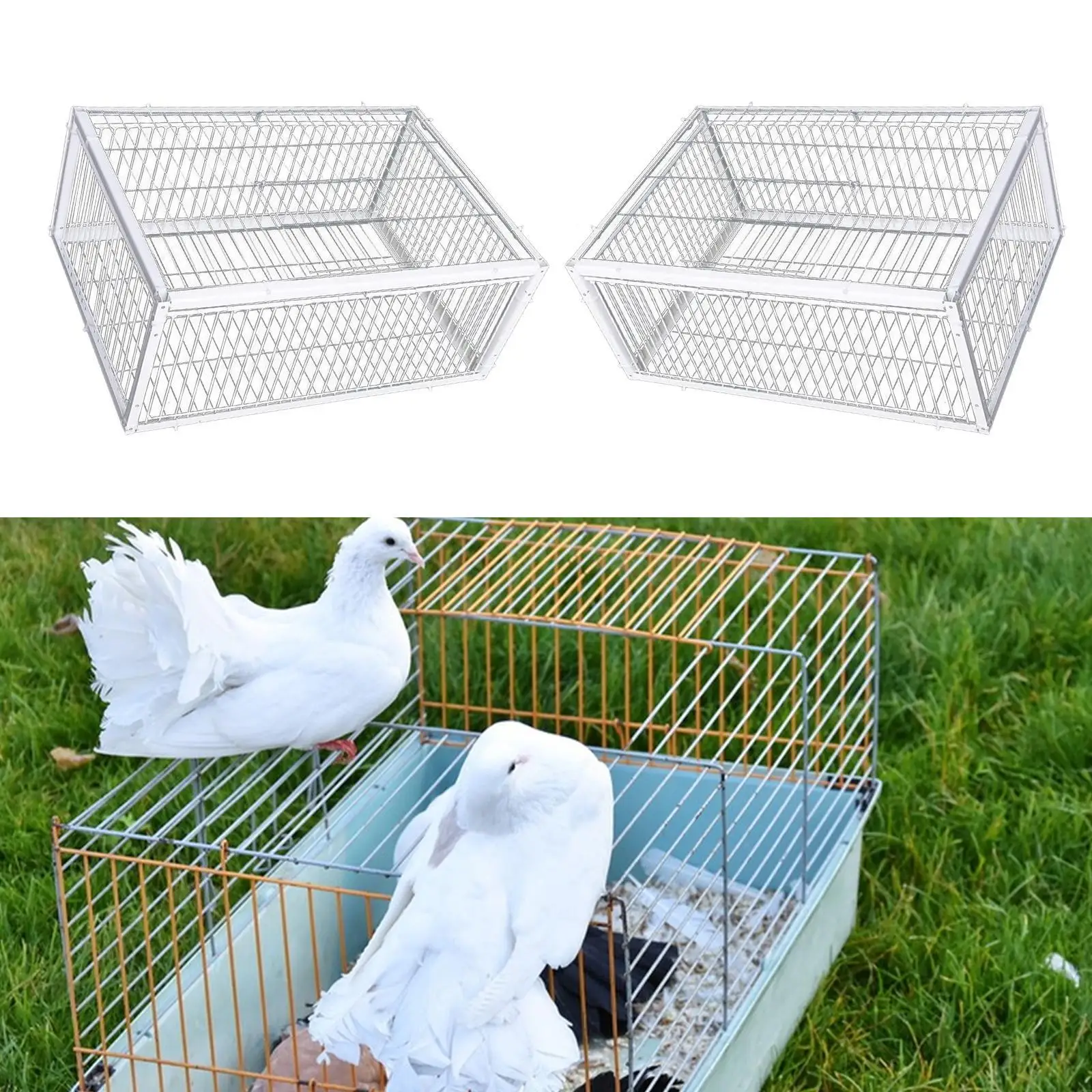 Bird Cage Easy Assembly Humane Portable Escapeproof Automatic Pigeon Collection for Chicken Pigeons Warehouses Garages Gardens