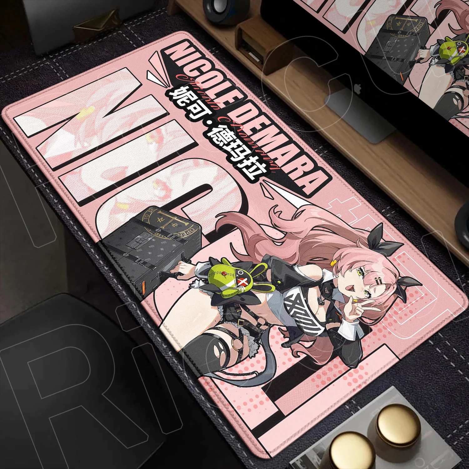 Large Laptop Gaming Zenless Zone Zero Mouse Pad 900x400mm Stitch Edge Thicken Playmat Kawaii Ellen Joe Speed Keyboard Table Mats