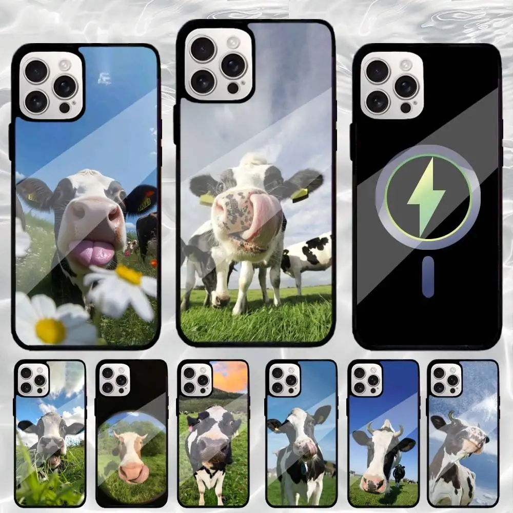 

Cute A-Animal Dairy Cow Phone Case For iPhone17,16,15,14,13,12,11 Plus,Pro Max Magnetic Magsafe Wireless Charging