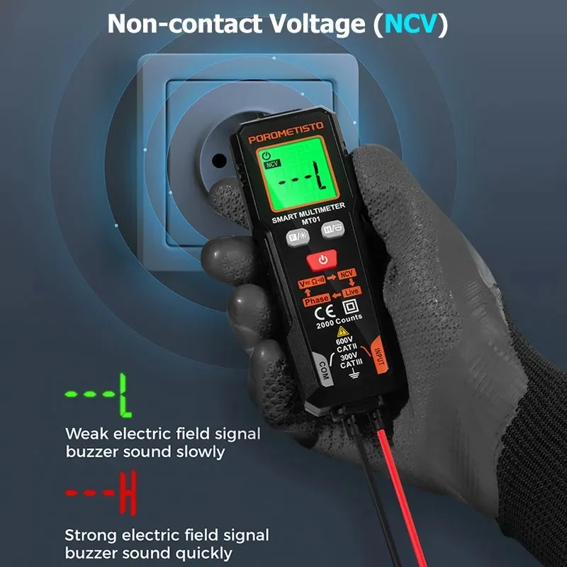 MT01 Smart Mini Digital Multimeter AC DC NCV Multimeter Tester Multimetro Ohm Voltage Meter Auto Range 600V Electrician Tester