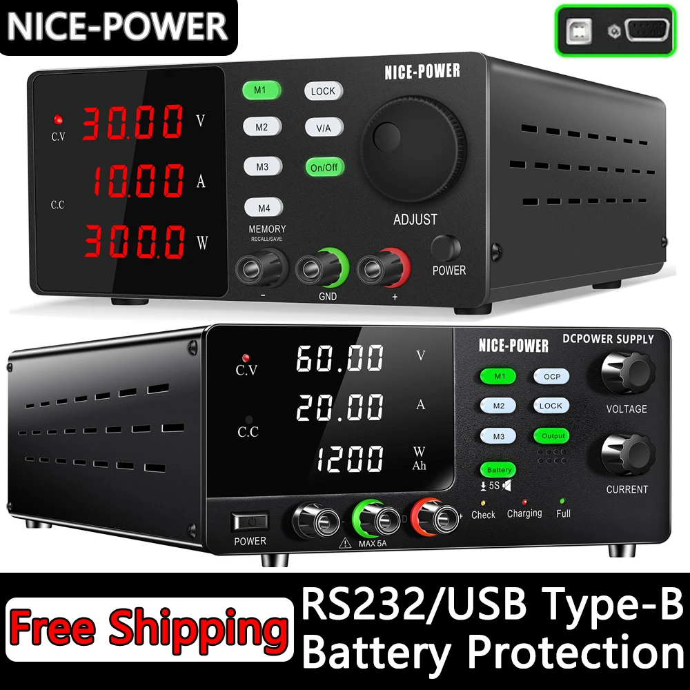 

Nice-power RS232 Programmable DC Power Supply Low Ripple Low Noise Digital Lab Bench Power Source Stabilized Voltage Regulator