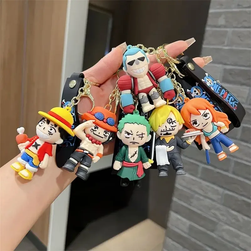 One Piece Monkey·D·Luffy Roronoa Zoro Animation Peripheral Creative Cartoon Q Version Keychain Chain Bag Pendant Decorative Gift