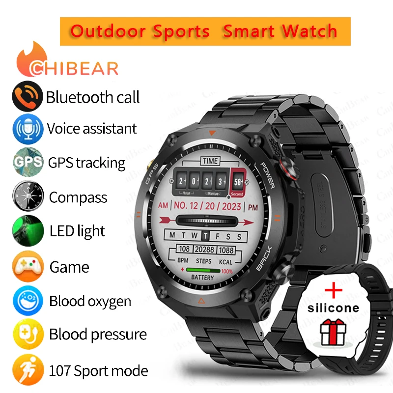 

ChiBear GPS Outdoor Sports Compass Smartwatch Men 650mAh Large Battery Pressure Bluetooth Call Smart Watch For HUAWEI XIAOMI