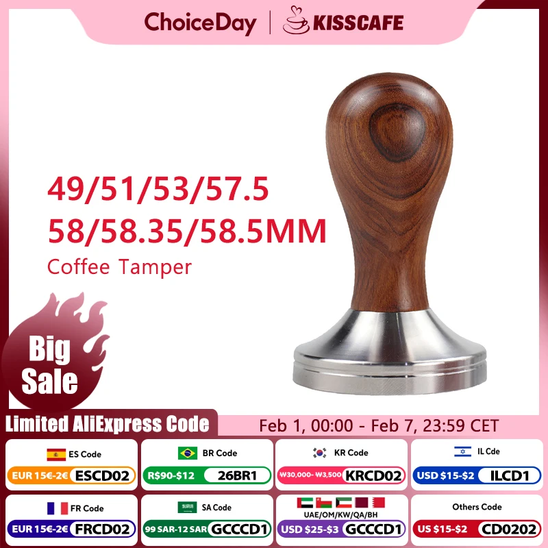 

Coffee Tamper 51mm 53mm 58.5mm For Delonghi Breville Portafilter Stainless Steel Espresso Macker Accessories Barista Tool Goods
