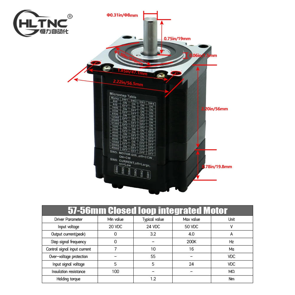 Nema23 Closed Loop Integrated Motor Encoder Hybrid DC Motor 57mm High Performance CNC Machine 8mm Shaft 1.2Nm 2.2Nm 2.8Nm 3.2Nm