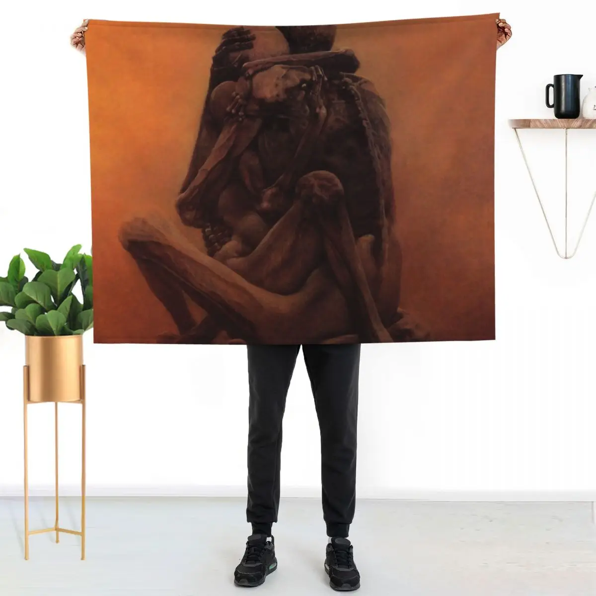

Untitled (The lovers) by Zdzislaw Beksinski Throw Blanket Ultra Soft Flannel Fleece Blanket for All Seasons