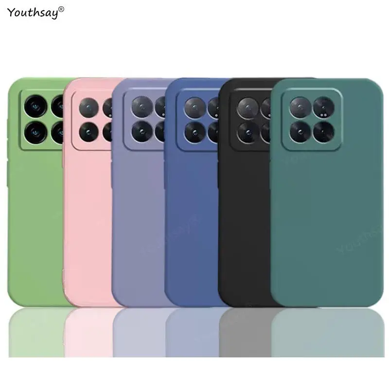 For Xiaomi 14 Pro Case Xiaomi 14 13 12 Pro 13T 12T Cover Funda Coque Soft Original Liquid Silicone Phone Case Xiaomi 14 Pro