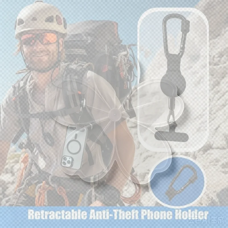 Anti-Theft Retractable Phone Holder Keychain Heavy Duty Strap Tether With Carabiner For Hiking Cycling Climbing