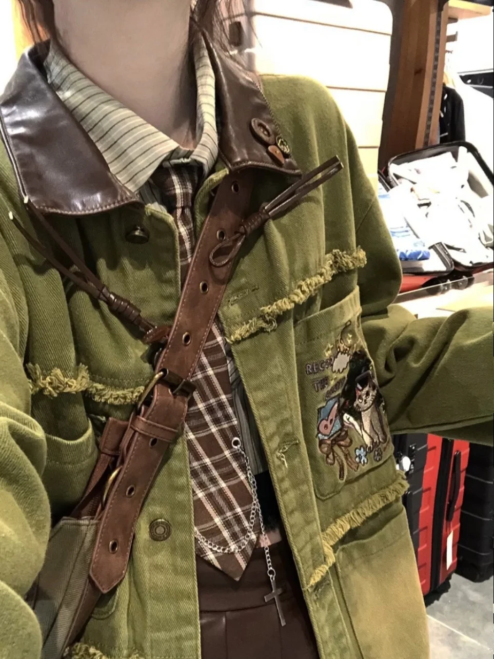 Gewatteerde damesjassen Dameskleding Trend 2025, Herfst Gestreept Contrastpatroon Knoop Voorvak Puur Eenvoudig Basic Dames