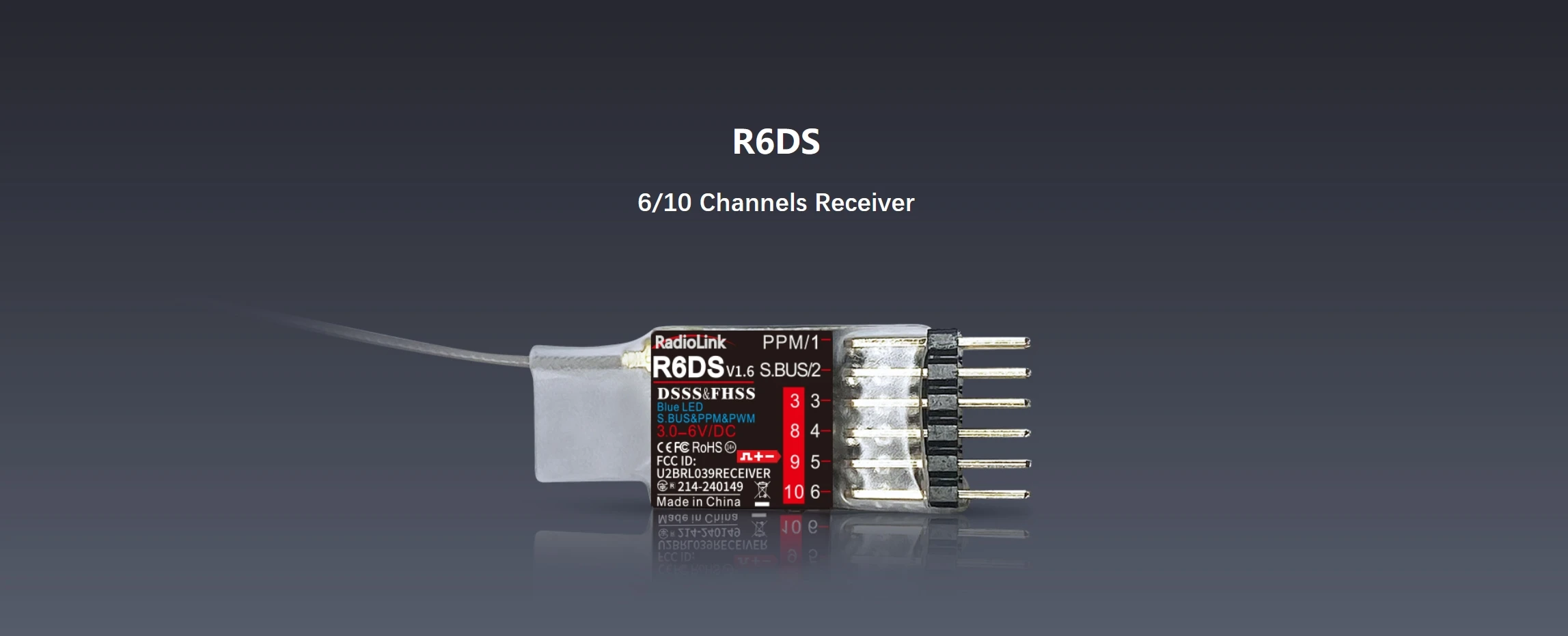 RadioLink R6DS 6/10CH 2,4G receptor 600 metros telemetría en tiempo Real 4,8-6V para ala fija RC coche barco Robot multicóptero planeador