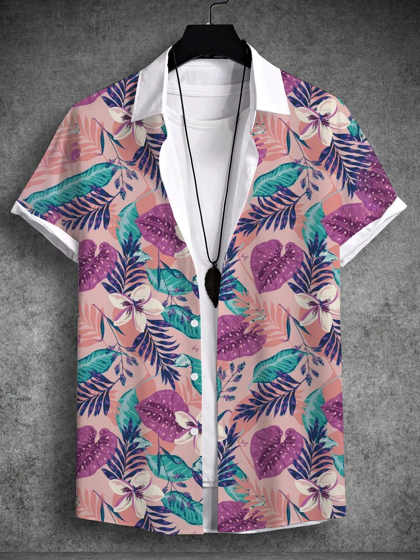 Nieuwe Strandvakantieset Voor Heren Met Tropische Print Plant Kokospalm Met Korte Mouwen, Zomer Hawaiiaans Shirt, Overhemden Van Stretchstof