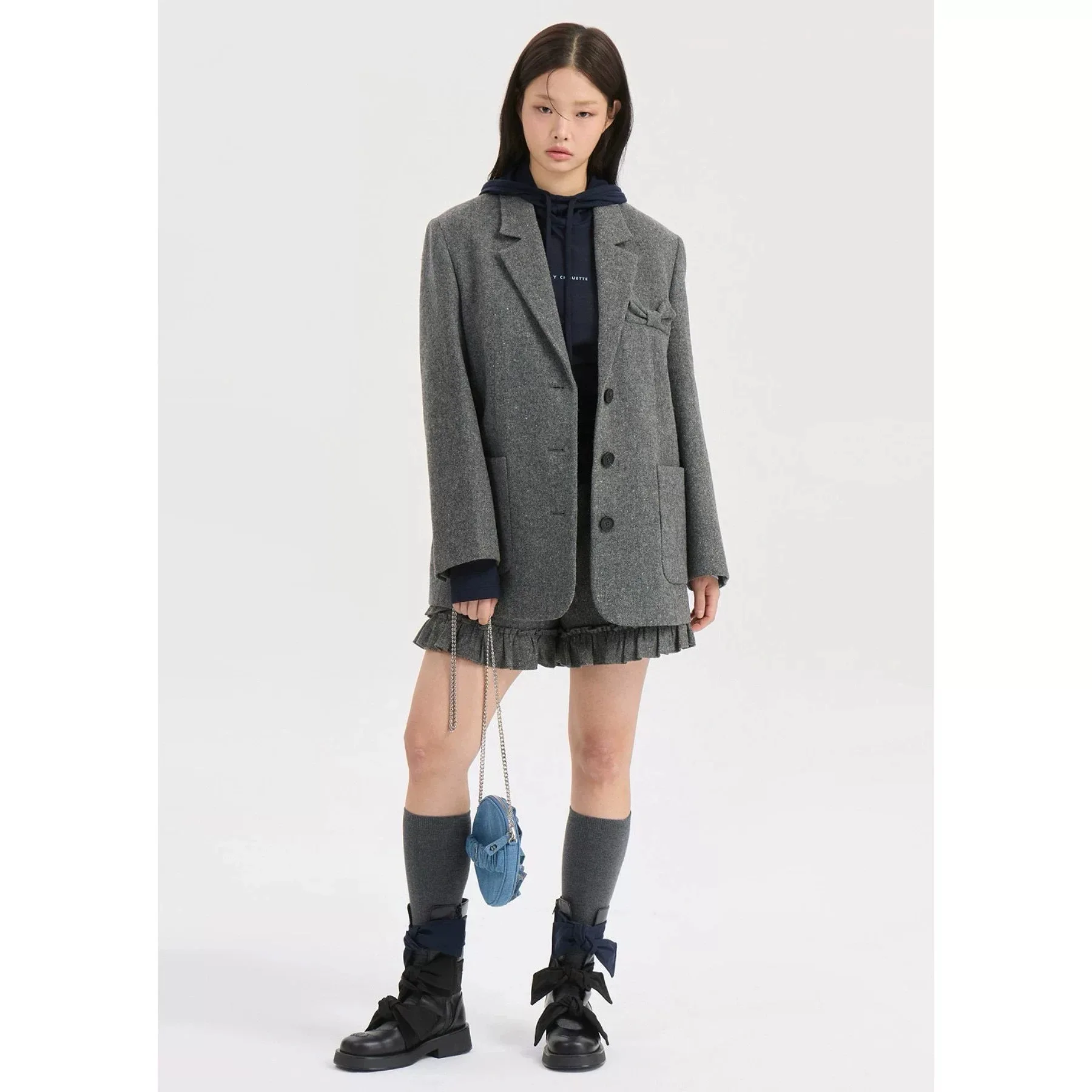 

Женский модный пиджак Lemon Remote High Quality LUC26 с отложным воротником и декоративным узлом, универсальный, для повседневной носки