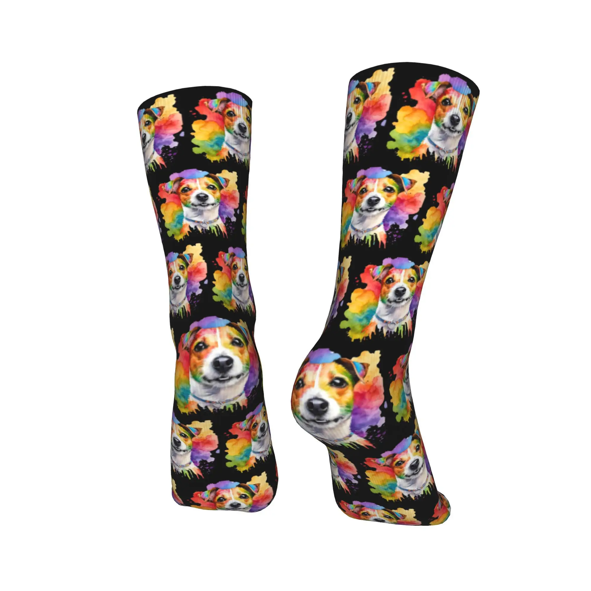 All Seasons Jack Russell Terrier Watercolor Portrait Socks Harajuku Super Soft Stockings Crew Socks for Men Women Christmas Gift
