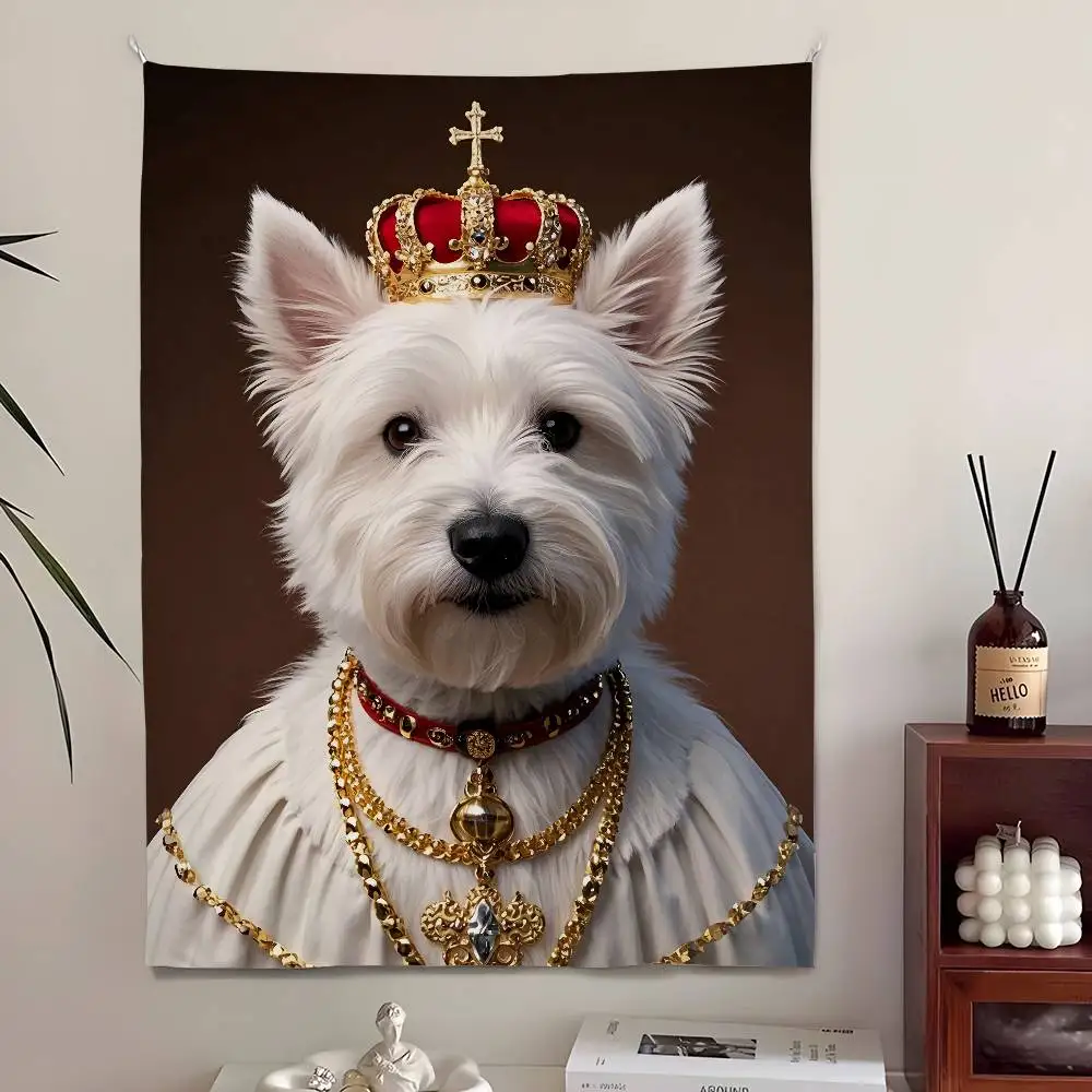 West Highland White Terrier نسيج غرفة النوم المعيشة بار حديقة في الهواء الطلق ستوكات مهرجان الديكور خلفية الفن راية