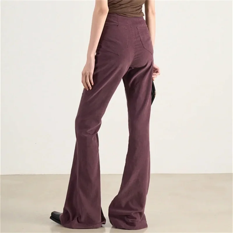 Women's pants 2024 Autumn New in Fashion High Waist Slim Fit Flare Pants corduroy wide leg pants y2k Trousers floor mop pants