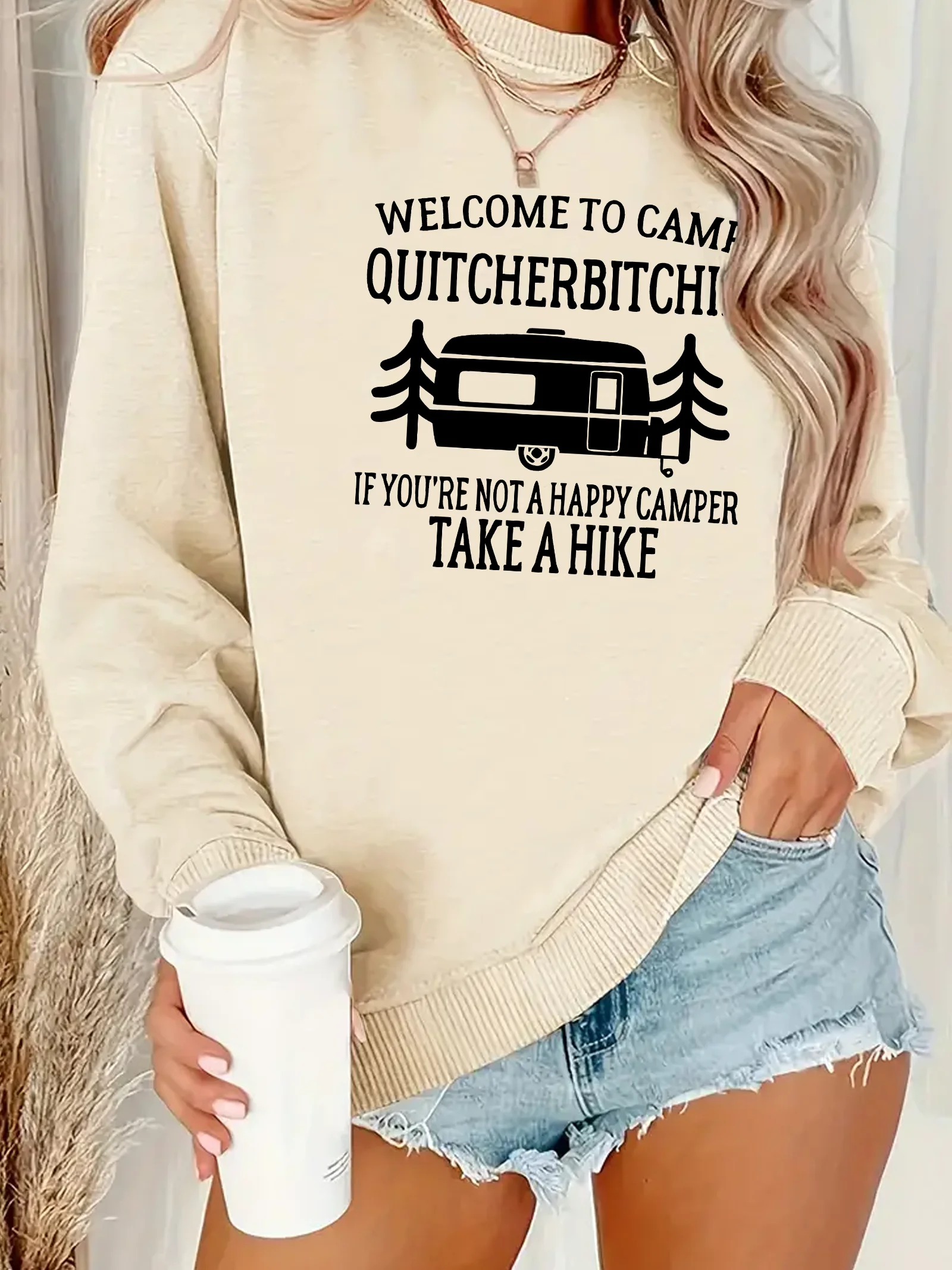 

Fashionable and trendy, women's round neck printed hoodie, women's autumn and winter casual clothing, loose and comfortable